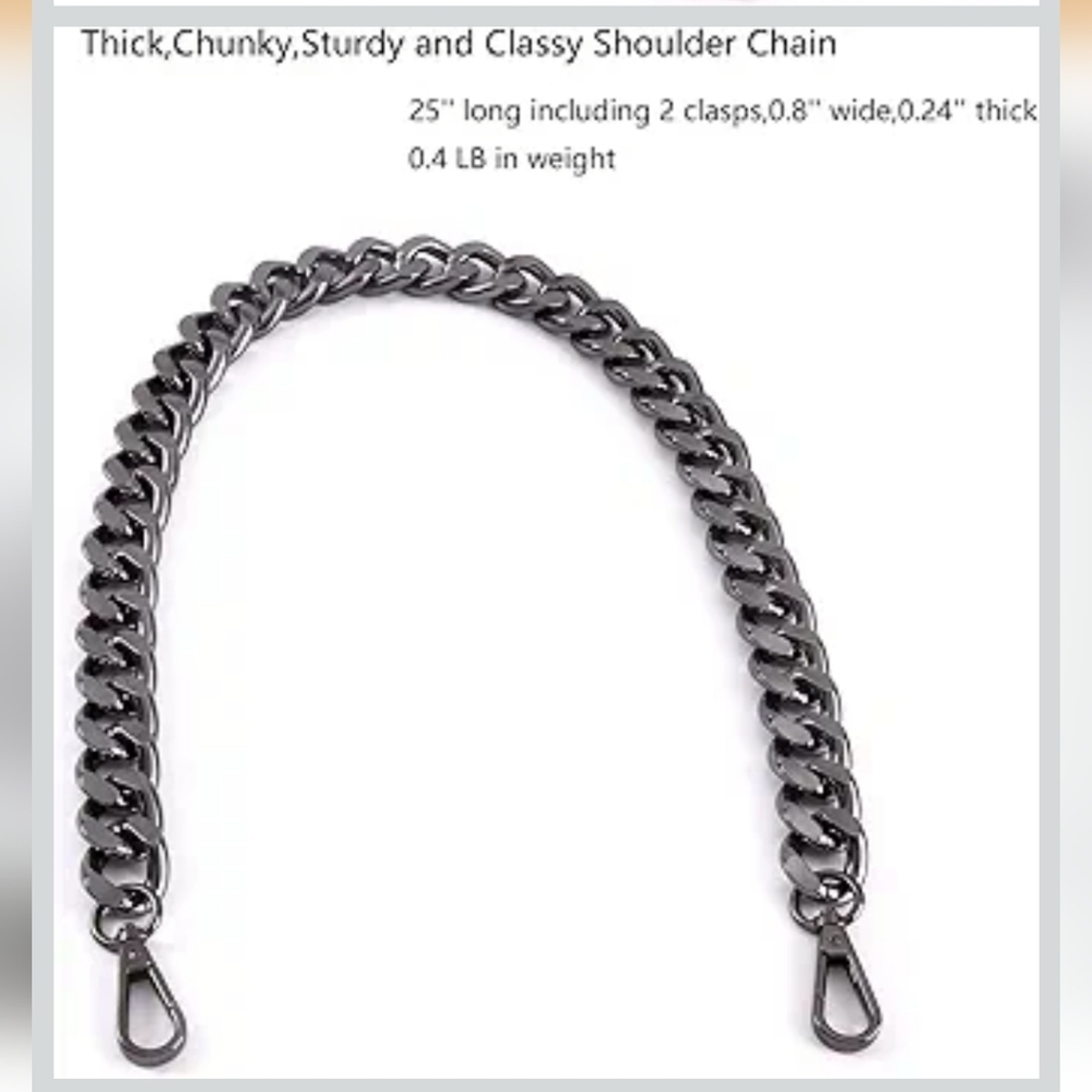 25 Inch Trendy Chunky Metal Chain Purse Handle Shoulder Strap Replacement